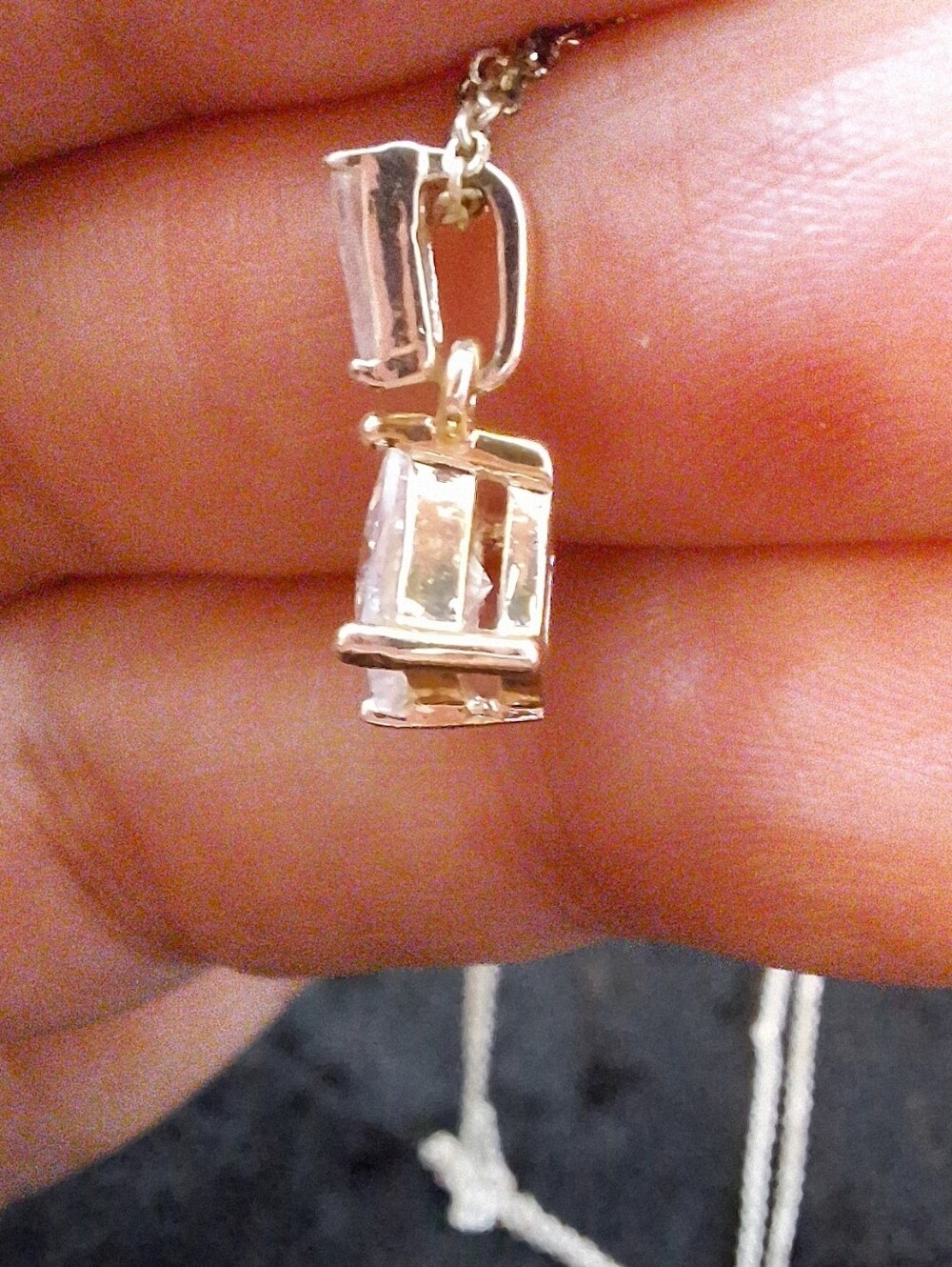 Diamonique 925 Sterling Silver Princess Cut CZ Solitaire Necklace - Picture 4 of 10